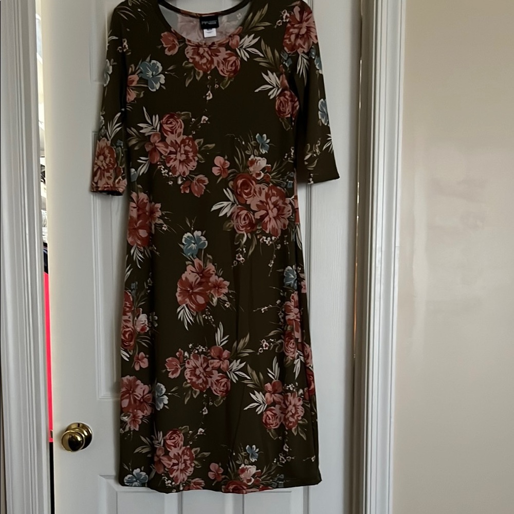 Floral Olive Green Dress